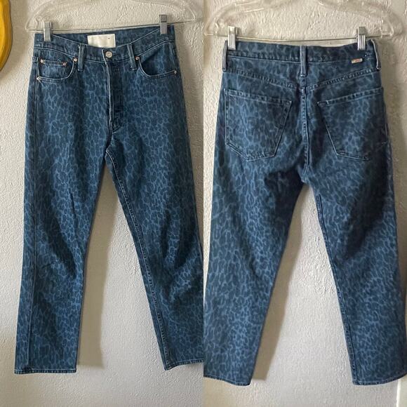 MOTHER Tomcat Ankle Jeans Sinister Animal Leopard Rigid Denim Size 26 - Picture 2 of 11
